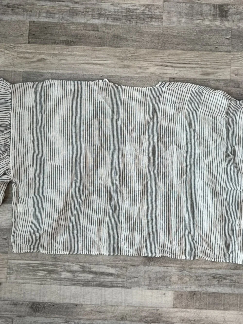 Universal Thread White Blue Stripe Cotton Linen Open Front Shrug OSFM F21